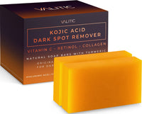 VALITIC Kojic Acid Dark Spot Remover Soap Bars with Vitamin C, Retinol, Collagen, Turmeric - Original Japanese Complex Infused with Hyaluronic Acid, Vitamin E, Shea Butter, Castile Olive Oil (2 Pack) - 7DAY'S