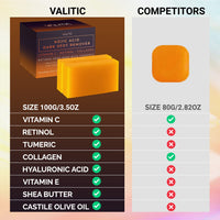 VALITIC Kojic Acid Dark Spot Remover Soap Bars with Vitamin C, Retinol, Collagen, Turmeric - Original Japanese Complex Infused with Hyaluronic Acid, Vitamin E, Shea Butter, Castile Olive Oil (2 Pack) - 7DAY'S
