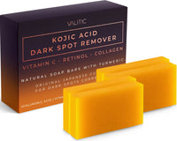 VALITIC Kojic Acid Dark Spot Remover Soap Bars with Vitamin C, Retinol, Collagen, Turmeric - Original Japanese Complex Infused with Hyaluronic Acid, Vitamin E, Shea Butter, Castile Olive Oil (2 Pack) - 7DAY'S