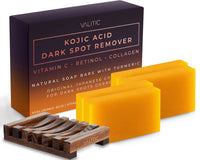 VALITIC Kojic Acid Dark Spot Remover Soap Bars with Vitamin C, Retinol, Collagen, Turmeric - Original Japanese Complex Infused with Hyaluronic Acid, Vitamin E, Shea Butter, Castile Olive Oil (2 Pack) - 7DAY'S