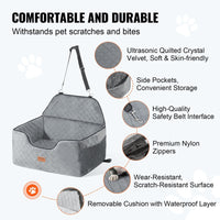 VEVOR Dog Booster Car Seat Pet Car Seat for Medium Large Dog up to 55 lbs Gray - 7DAY'S