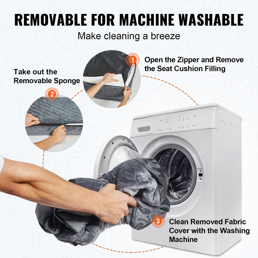 VEVOR Dog Booster Car Seat Pet Car Seat for Medium Large Dog up to 55 lbs Gray - 7DAY'S