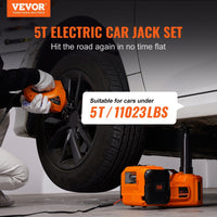 VEVOR Electric Car Jack, 5 Ton/11023 LBS Hydraulic Jack with Electric Impact Wrench, Portable Car Lift with Built - in Inflatable Pump, and LED Light for SUV MPV Sedan Truck Change Tires Garage Repair - 7DAY'S