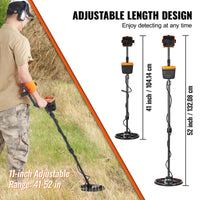 VEVOR Metal Detector for Adults & Kids, 10 Inch Waterproof Search Coil with LCD Display 7 Modes, Adjustable 41'' - 52'' Aluminum Stem, DSP Chip Higher Accuracy Gold Detector 10'' Detection Depth - 7DAY'S