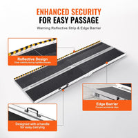 VEVOR Portable Wheelchair Ramp, 8 ft 800 lbs Capacity, Non - Slip Aluminum Folding Threshold Ramp, Foldable Mobility Scooter Ramp Wheel Chair Ramp, Handicap Ramp for Home Steps, Stairs, Doorways, Curbs - 7DAY'S