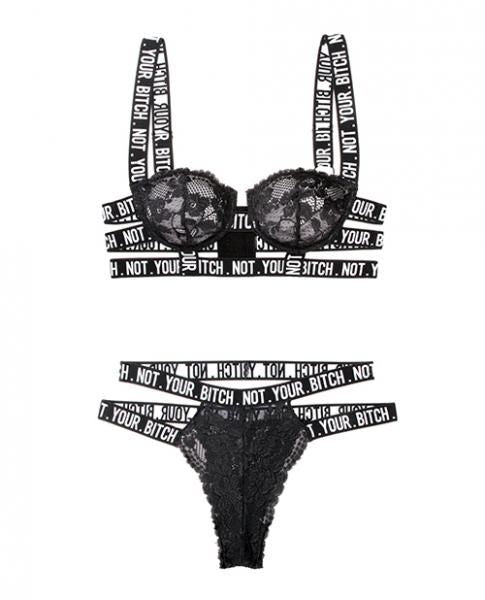 Vibes Not Your Bitch Lace Bra & Cutout Panty Black S/M - 7DAY'S
