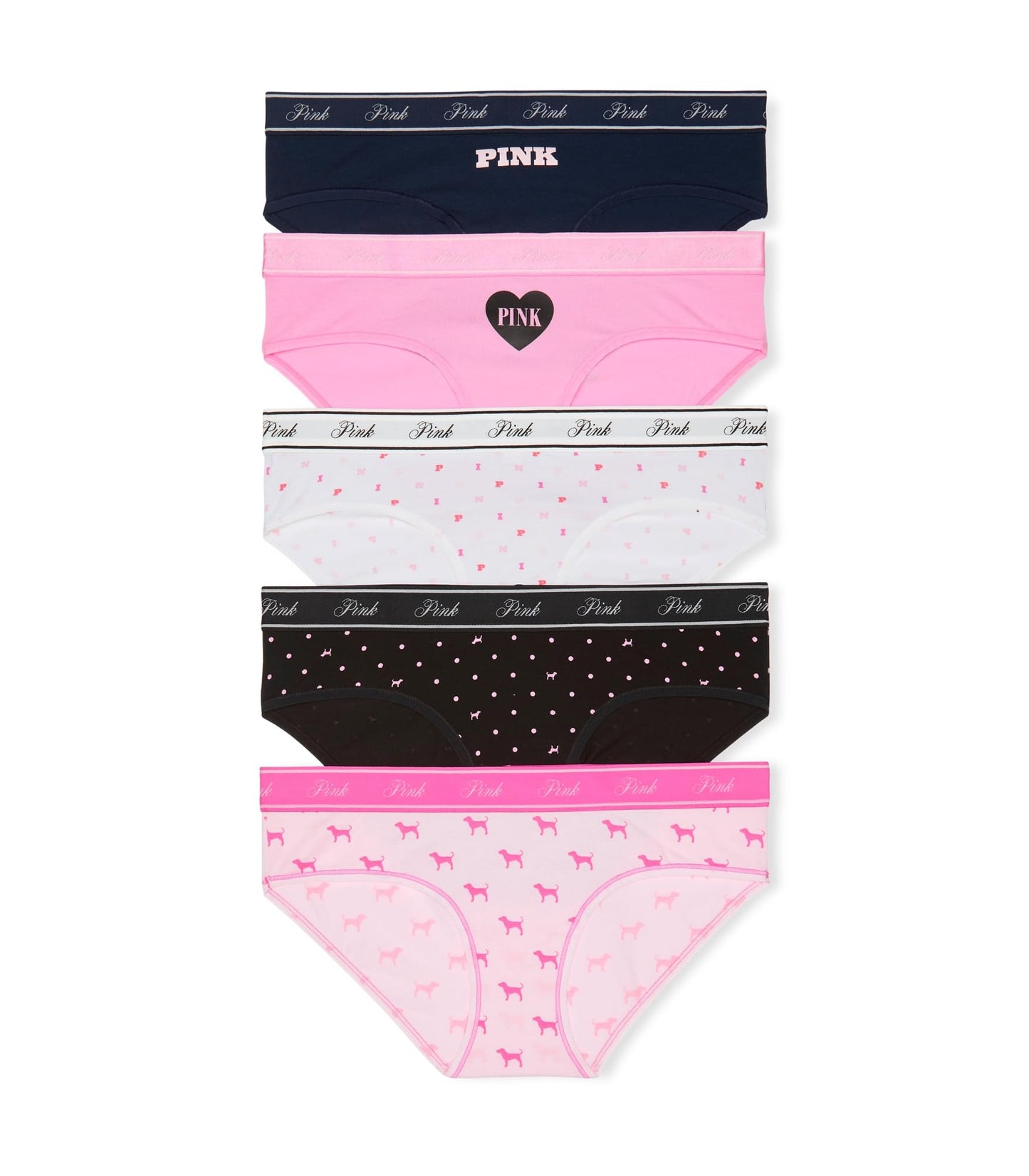 Victoria's Secret PINK Women's Cotton Logo Hipster Underwear, Moderate Coverage Panties for Women, Multi Pack (XS - XXL) - 7DAY'S