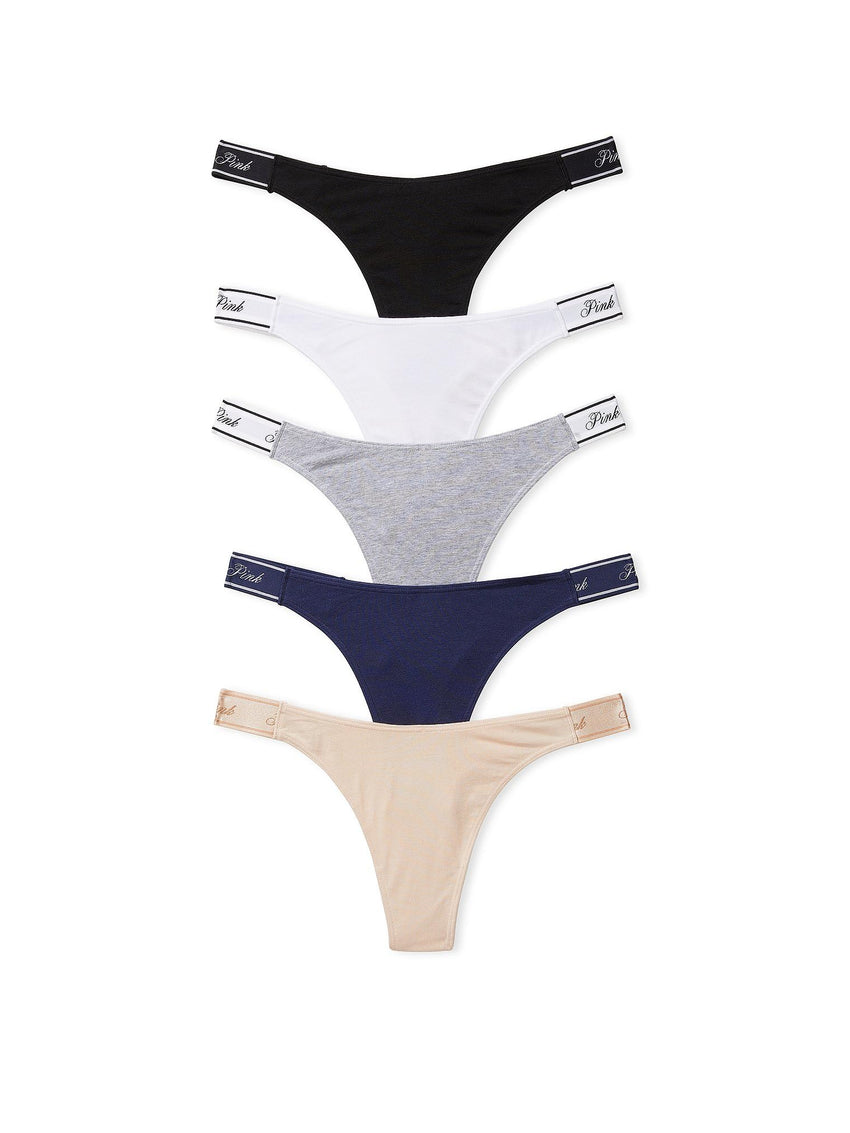 Victoria's Secret PINK Women's Cotton Logo Thong Underwear, Panties for Women, Multi Pack (XS - XXL) - 7DAY'S
