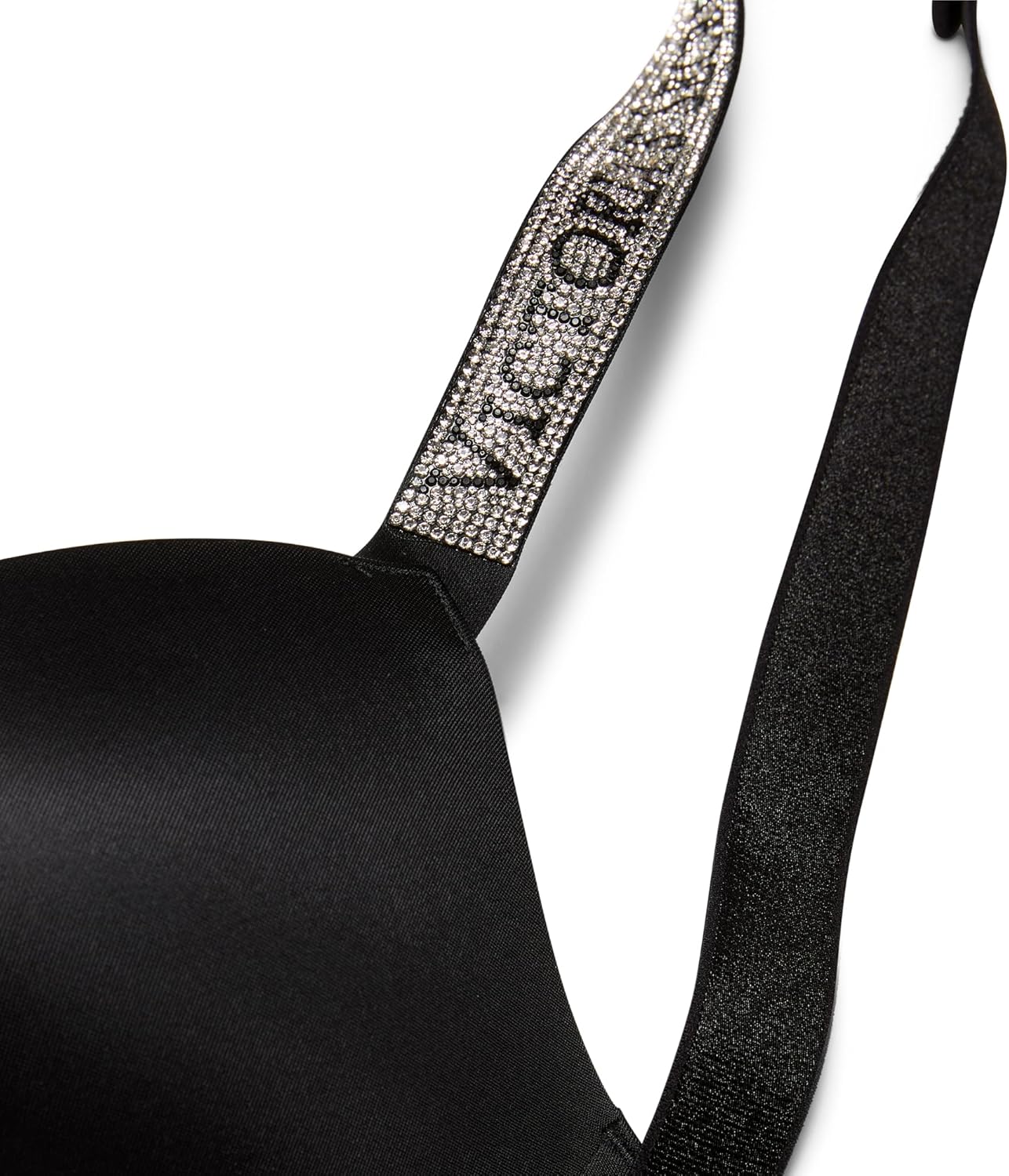Victoria's Secret Very Sexy Logo Shine Strap Push - Up Bra, Adds One Cup Size, Padded, Plunge Neckline, Bras for Women, Black Shine, 32C - 7DAY'S