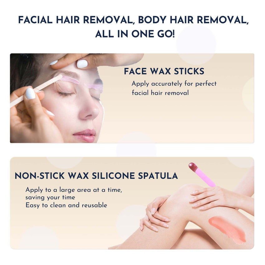 Waxing kit 23 items, WUWUVISTA Hair Removal Hard Wax Kit with Wax Warmer&Wax Beads for Full Body/Face/Underarm/Bikini/Sensitive Skin for Women&Men - 7DAY'S