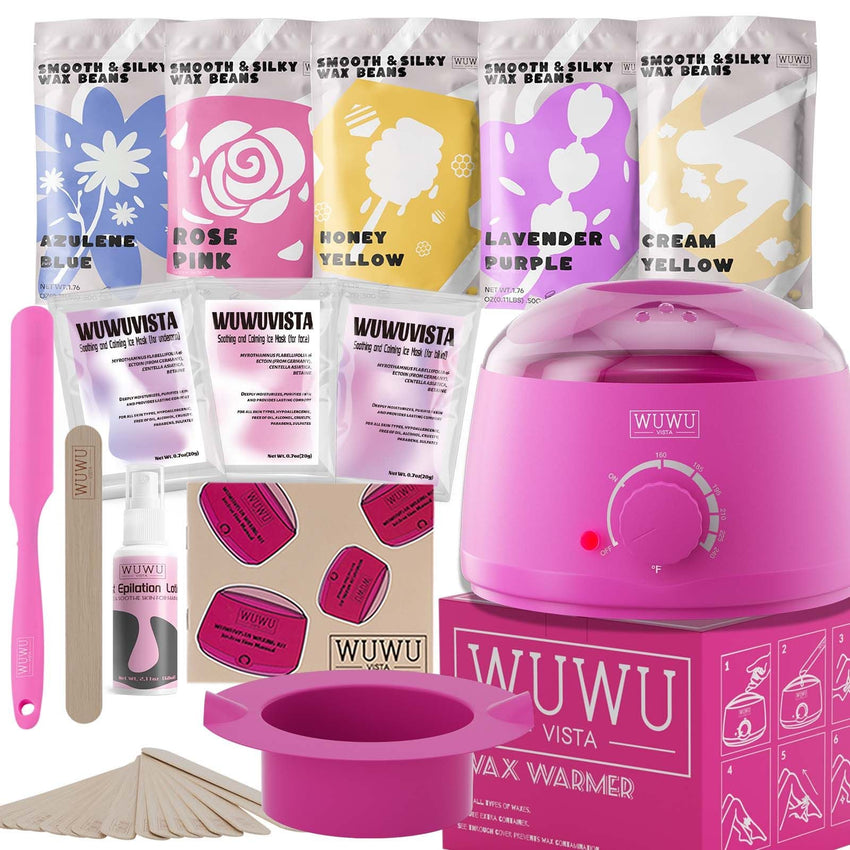 Waxing kit 23 items, WUWUVISTA Hair Removal Hard Wax Kit with Wax Warmer&Wax Beads for Full Body/Face/Underarm/Bikini/Sensitive Skin for Women&Men - 7DAY'S