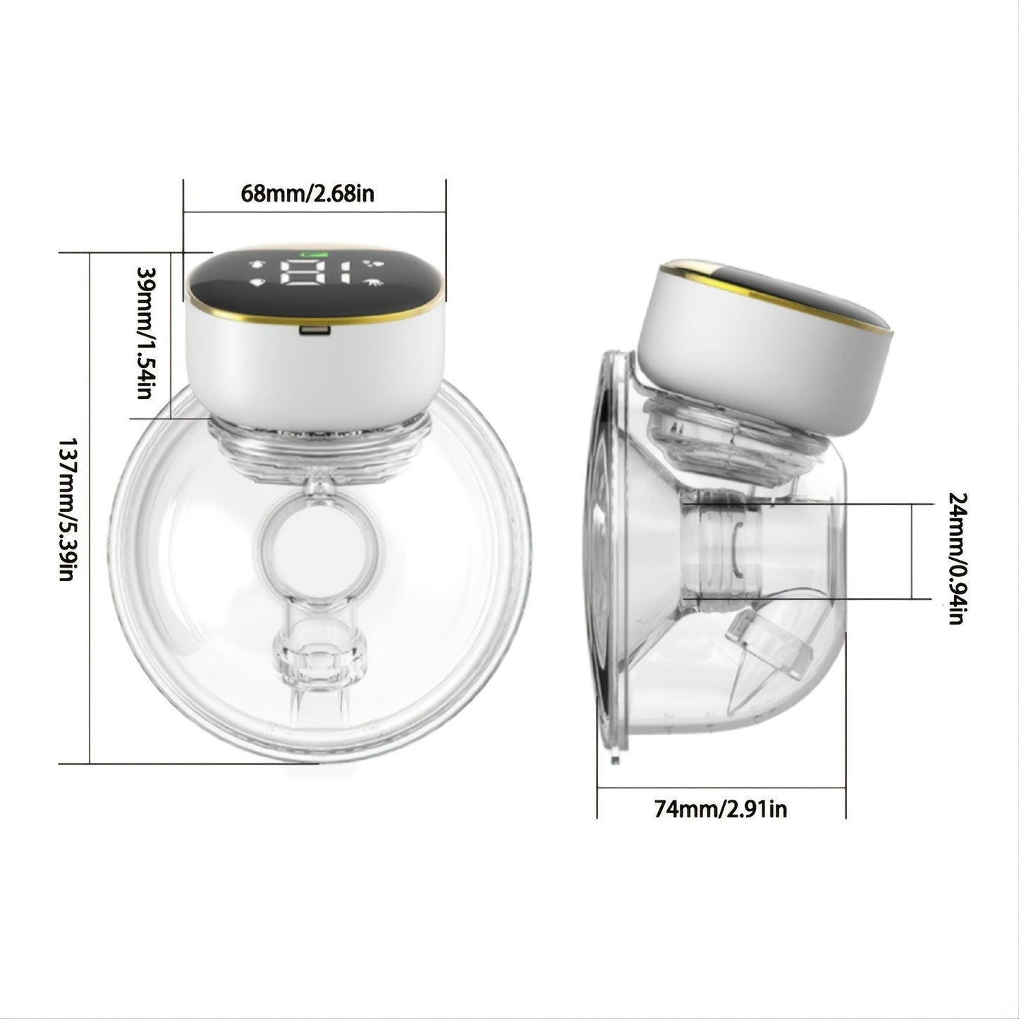 Wearable Breast Pump; Low - Noise And Painless Hands Free Electric Breast Pump With 4 Mode & 12 Levels; Painless Breastfeeding Breast Pump Can Be Worn In - Bra - 7DAY'S
