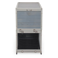 Weatherproof Rabbit House, Indoor/Outdoor Wooden Rabbit Hutch, 2 Story Bunny Cage, Pet House, Wooden Chicken Coop with Wheels, Pull Out Tray for Rabbits and Guinea Pigs, Grey - 7DAY'S
