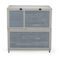 Weatherproof Rabbit House, Indoor/Outdoor Wooden Rabbit Hutch, 2 Story Bunny Cage, Pet House, Wooden Chicken Coop with Wheels, Pull Out Tray for Rabbits and Guinea Pigs, Grey - 7DAY'S