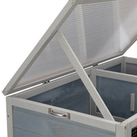 Weatherproof Rabbit House, Indoor/Outdoor Wooden Rabbit Hutch, 2 Story Bunny Cage, Pet House, Wooden Chicken Coop with Wheels, Pull Out Tray for Rabbits and Guinea Pigs, Grey - 7DAY'S