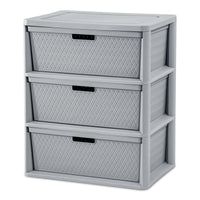 Wide 3 Drawer Cross - Weave Tower Cement - 7DAY'S