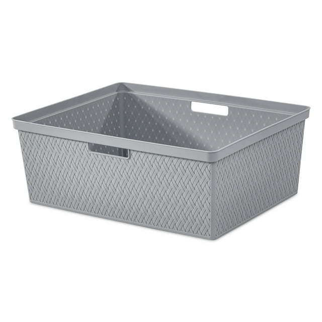 Wide 3 Drawer Cross - Weave Tower Cement - 7DAY'S