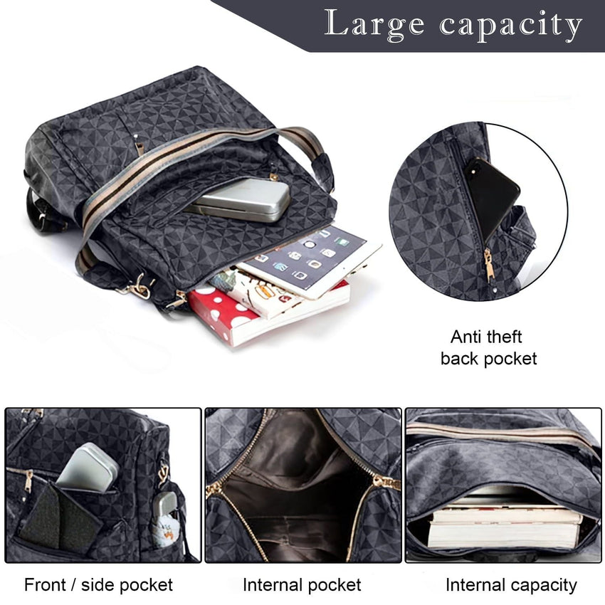 Womens Backpack Purse Leather Travel Fashion Convertible Large Ladies College Shoulder Bag - 7DAY'S