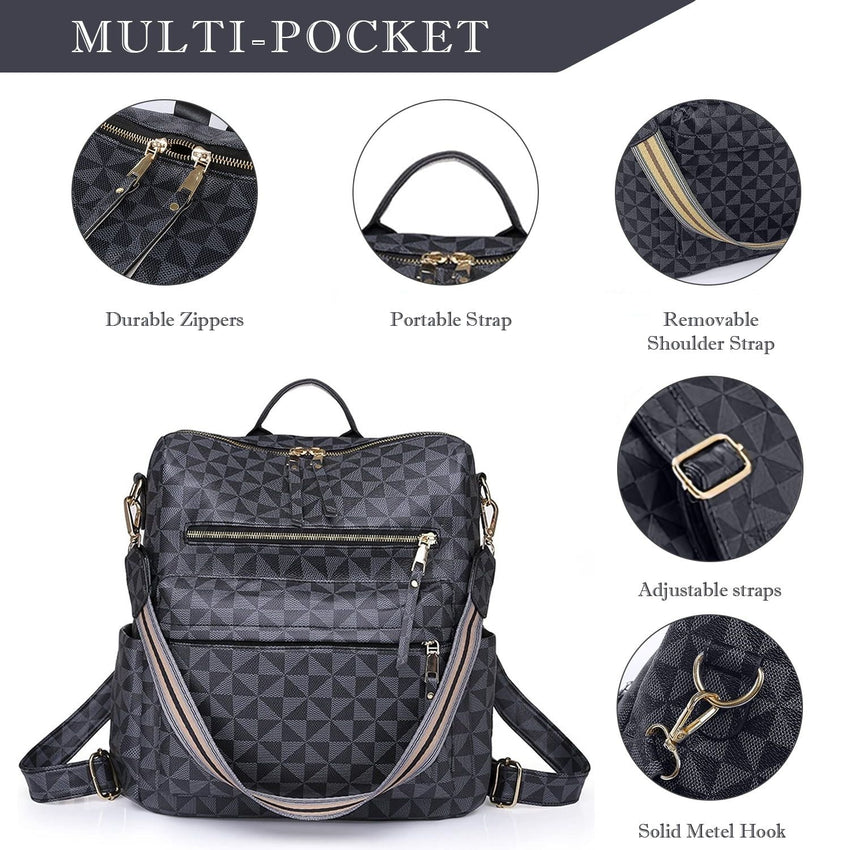 Womens Backpack Purse Leather Travel Fashion Convertible Large Ladies College Shoulder Bag - 7DAY'S