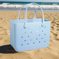 Women's Beach Bag, Waterproof Beach Rubber Tote Bag, Washable and Open Handbag Rubber Beach Handbag (10.62*8.26*4.33in) Size large - 7DAY'S