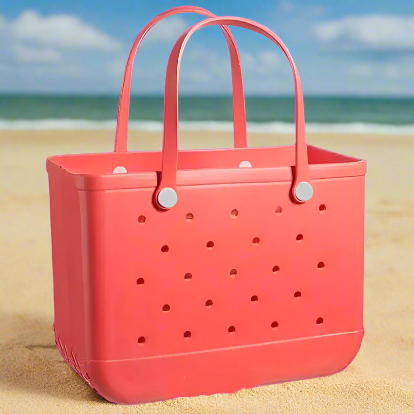 Women's Beach Bag, Waterproof Beach Rubber Tote Bag, Washable and Open Handbag Rubber Beach Handbag (10.62*8.26*4.33in) Size large - 7DAY'S