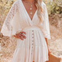 Women's Dresses Casual Lace Patchwork Batwing Sleeve V Neck Fashion Summer Loose Dress - 7DAY'S