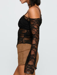 Womens Off The Shoulder Tops Lace Mesh Long Sleeve Going Out Shirts Crop Cute Y2K Fall Trendy 2025 - 7DAY'S