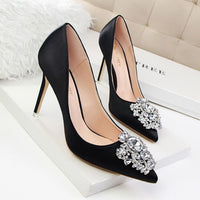 Women's Pumps; Rhinestone decoration; thin heel; sexy pointed women's shoes; shiny Rhinestone; buckle shoes - 7DAY'S