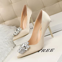 Women's Pumps; Rhinestone decoration; thin heel; sexy pointed women's shoes; shiny Rhinestone; buckle shoes - 7DAY'S