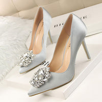 Women's Pumps; Rhinestone decoration; thin heel; sexy pointed women's shoes; shiny Rhinestone; buckle shoes - 7DAY'S