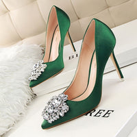 Women's Pumps; Rhinestone decoration; thin heel; sexy pointed women's shoes; shiny Rhinestone; buckle shoes - 7DAY'S