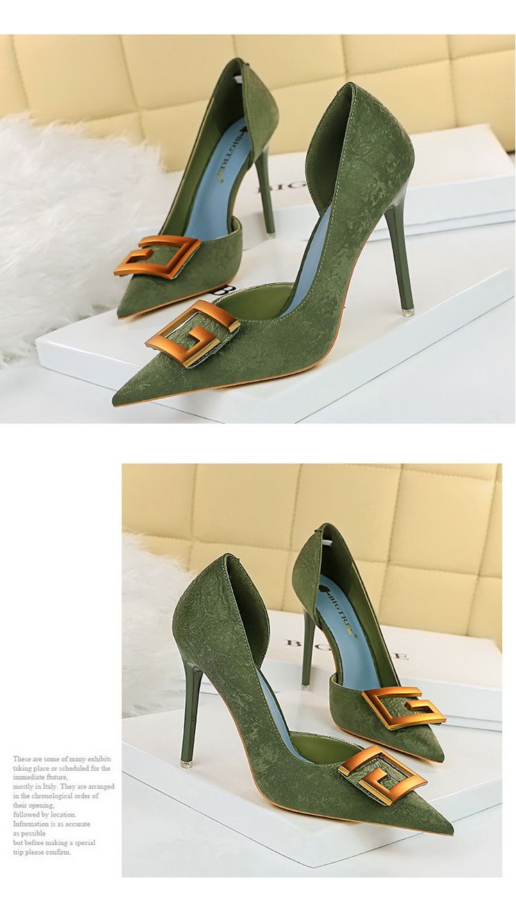 Women's Pumps; Sexy high heels; stiletto pointed hollow square metal buckle high heels; Fashional shoes - 7DAY'S