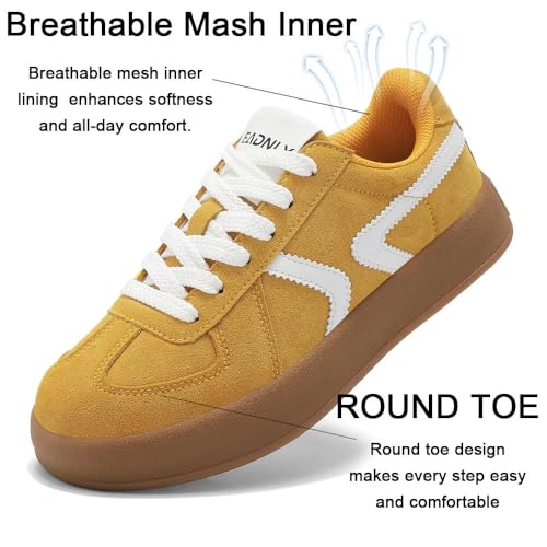 Women's Retro Fashion Sneakers - Gum Sole Suede Casual Walking Footwear Skate Shoes Non Slip Trainers - 7DAY'S