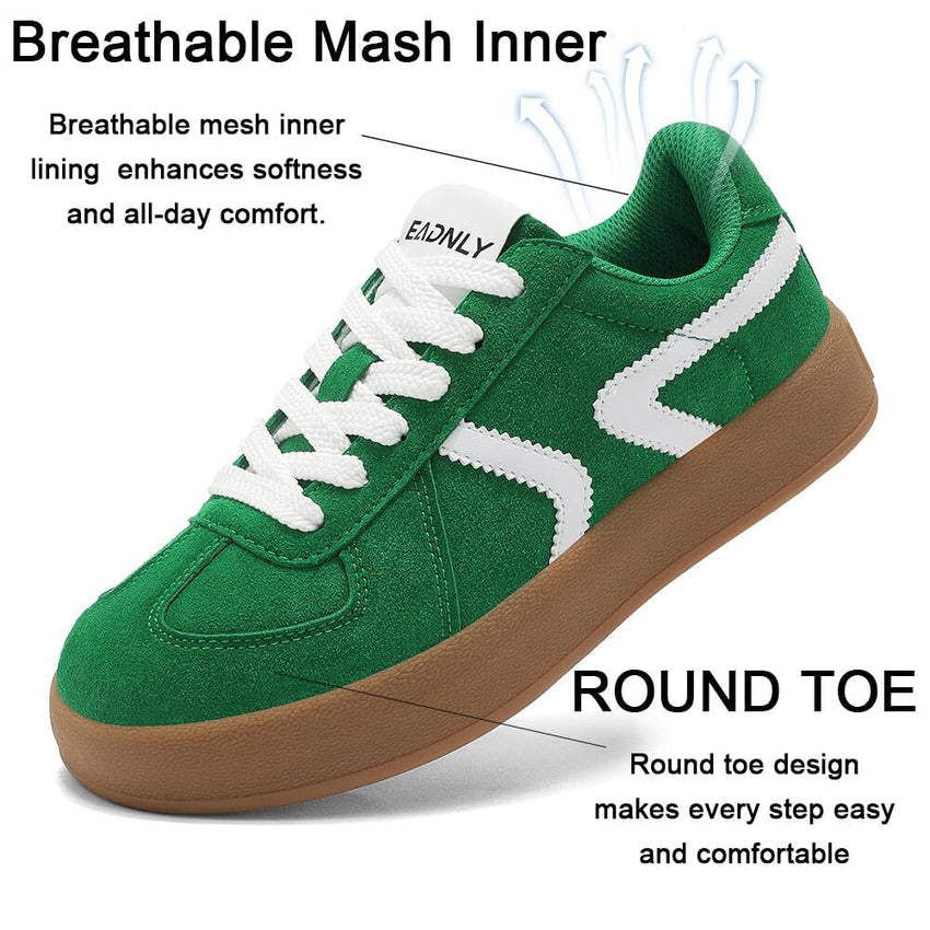 Women's Retro Fashion Sneakers - Gum Sole Suede Casual Walking Footwear Skate Shoes Non Slip Trainers - 7DAY'S