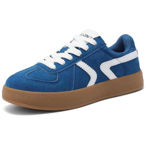 Women's Retro Fashion Sneakers - Gum Sole Suede Casual Walking Footwear Skate Shoes Non Slip Trainers - 7DAY'S