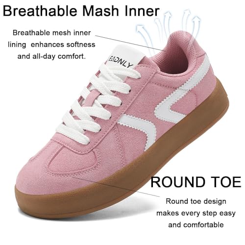 Women's Retro Fashion Sneakers - Gum Sole Suede Casual Walking Footwear Skate Shoes Non Slip Trainers - 7DAY'S