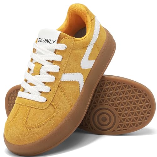 Women's Retro Fashion Sneakers - Gum Sole Suede Casual Walking Footwear Skate Shoes Non Slip Trainers - 7DAY'S