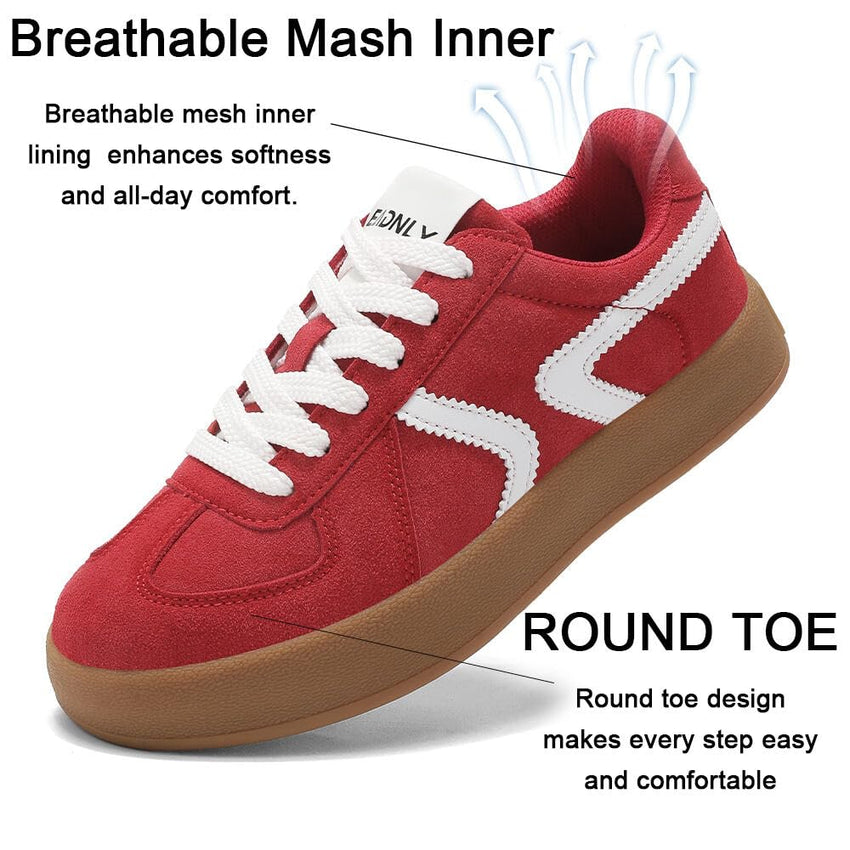 Women's Retro Fashion Sneakers - Gum Sole Suede Casual Walking Footwear Skate Shoes Non Slip Trainers - 7DAY'S