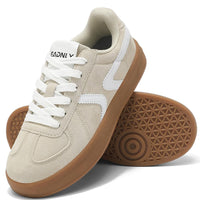 Women's Retro Fashion Sneakers - Gum Sole Suede Casual Walking Footwear Skate Shoes Non Slip Trainers - 7DAY'S