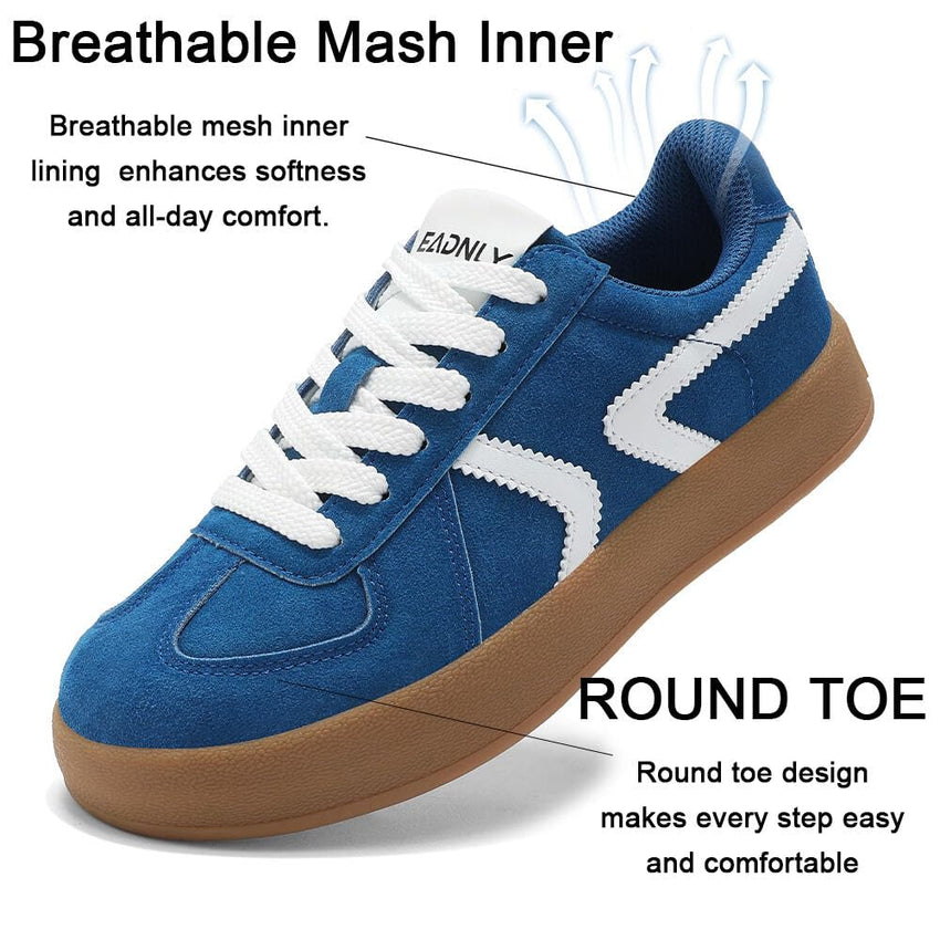 Women's Retro Fashion Sneakers - Gum Sole Suede Casual Walking Footwear Skate Shoes Non Slip Trainers - 7DAY'S