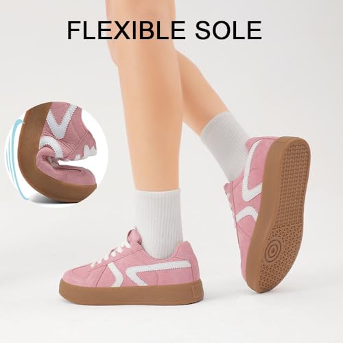 Women's Retro Fashion Sneakers - Gum Sole Suede Casual Walking Footwear Skate Shoes Non Slip Trainers - 7DAY'S