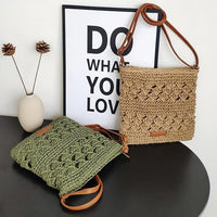 Women's Straw Shoulder Bag Crochet Woven Crossbody Bag Casual Beach Vacation Tote Bags - 7DAY'S