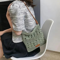 Women's Straw Shoulder Bag Crochet Woven Crossbody Bag Casual Beach Vacation Tote Bags - 7DAY'S