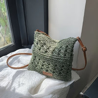 Women's Straw Shoulder Bag Crochet Woven Crossbody Bag Casual Beach Vacation Tote Bags - 7DAY'S