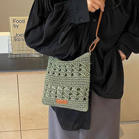 Women's Straw Shoulder Bag Crochet Woven Crossbody Bag Casual Beach Vacation Tote Bags - 7DAY'S