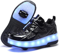 Wooowyet LED Roller Skate Shoes for Kids Boys Girls Light Up Fashion Sneakers Wheels Wheeled USB Rechargeable Hook&Loop - 7DAY'S