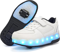 Wooowyet LED Roller Skate Shoes for Kids Boys Girls Light Up Fashion Sneakers Wheels Wheeled USB Rechargeable Hook&Loop - 7DAY'S
