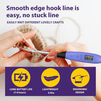 Zcvtbye 22 Size Lighted Crochet Hook Set, Counting Crochet Hook Set Digital for Stitch and Row Counter, Light up Crochet Hook Set with Case, Ergonomic Crochet Hooks with 2 Levels Led (Blue, 22 Size) - 7DAY'S