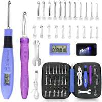 Zcvtbye 22 Size Lighted Crochet Hook Set, Counting Crochet Hook Set Digital for Stitch and Row Counter, Light up Crochet Hook Set with Case, Ergonomic Crochet Hooks with 2 Levels Led (Blue, 22 Size) - 7DAY'S