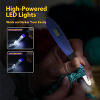 Zcvtbye 22 Size Lighted Crochet Hook Set, Counting Crochet Hook Set Digital for Stitch and Row Counter, Light up Crochet Hook Set with Case, Ergonomic Crochet Hooks with 2 Levels Led (Blue, 22 Size) - 7DAY'S